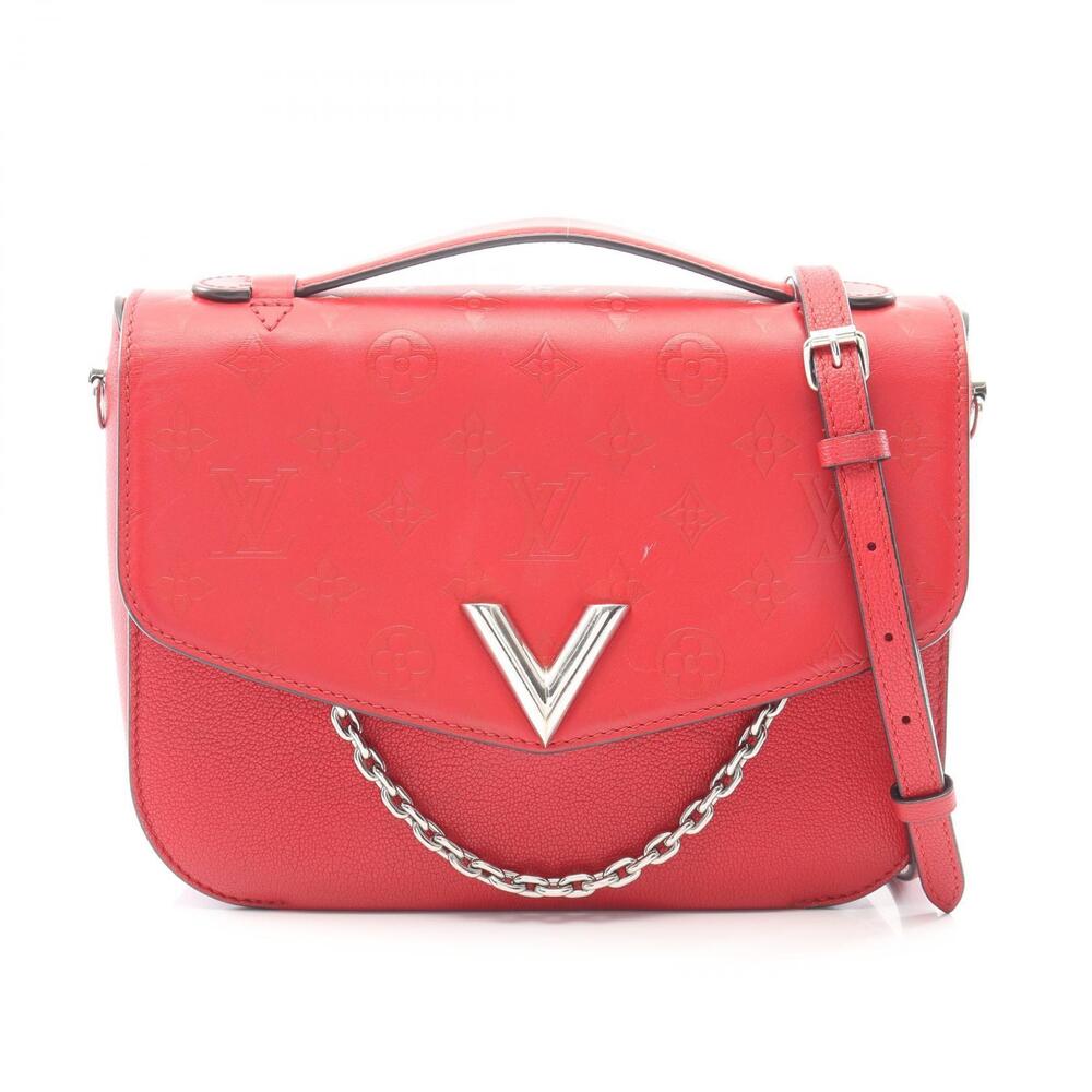 Louis Vuitton Very Messenger Monogram Handbag Leather Red